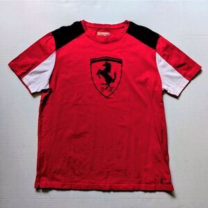 Scuderia Ferrari Fitted Tee/T-Shirt Red Cotton Crew Neck SF Logo Racin